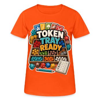 TOKEN TRAY READY - Frauen T-Shirt atmungsaktiv - Neonorange - Vorne - AI Model Female 172 dark (172cm)