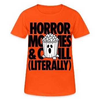 Ghost Popcorn Spooky Movie Icon - Frauen T-Shirt atmungsaktiv - Neonorange - Vorne - AI Model Female 172 dark (172cm)