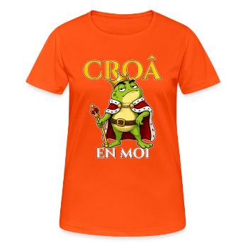 Croâ En Moi Roi Grenouille King Croak - T-shirt respirant Femme - orange néon - Devant - AI Model Female 172 dark (172cm)