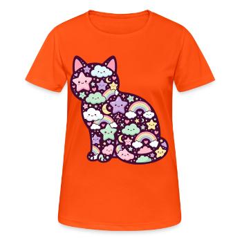 Ciel des étoiles de Kawaii Cat - T-shirt respirant Femme - orange néon - Devant - AI Model Female 172 dark (172cm)