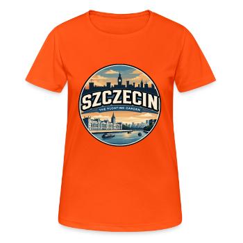 Retro Szczecin Chrobry Embankment-Abzeichen - Frauen T-Shirt atmungsaktiv - Neonorange - Vorne - AI Model Female 172 dark (172cm)