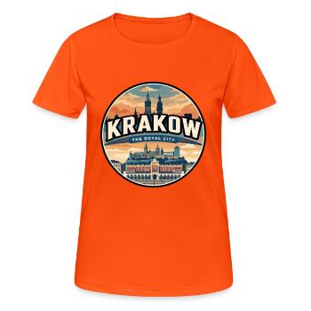 Badge de voyage Sukiennice rétro de Cracovie - T-shirt respirant Femme - orange néon - Devant - AI Model Female 172 dark (172cm)