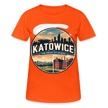 Retro Katowice Spodek Arena-Abzeichen - Frauen T-Shirt atmungsaktiv - Neonorange - Vorne - AI Model Female 172 dark (172cm)