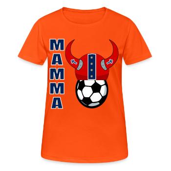 Norwegische Mutter Fußball - Frauen T-Shirt atmungsaktiv - Neonorange - Vorne - AI Model Female 172 dark (172cm)