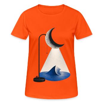 Lumière des marées - Lampe lunaire surréaliste et océan - T-shirt respirant Femme - orange néon - Devant - AI Model Female 172 dark (172cm)