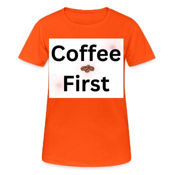 Coffee Première floraison florale - T-shirt respirant Femme - orange néon - Devant - AI Model Female 172 dark (172cm)