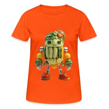 Robot concombre | Art végétal excentrique - T-shirt respirant Femme - orange néon - Devant - AI Model Female 172 dark (172cm)