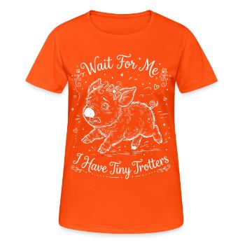 De petits trotters m’attendent - T-shirt respirant Femme - orange néon - Devant - AI Model Female 172 dark (172cm)