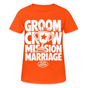 Groom Crew Mission Marriage - Women's Breathable T-Shirt - neon orange - Front - AI Model Female 172 dark (172cm)