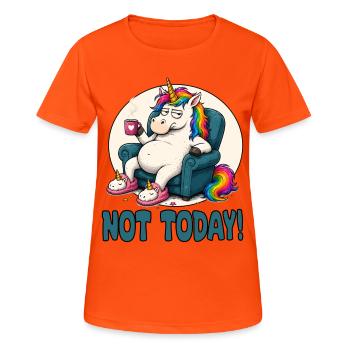 Licorne paresseuse dans le fauteuil Pas Aujourd’hui - T-shirt respirant Femme - orange néon - Devant - AI Model Female 172 dark (172cm)