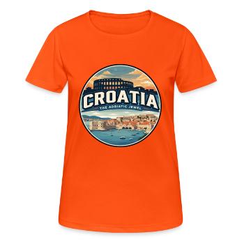 Emblème des murs rétro Croatia de Dubrovnik - T-shirt respirant Femme - orange néon - Devant - AI Model Female 172 dark (172cm)