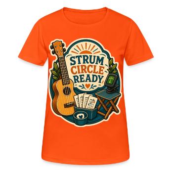 STRUM CIRCLE READY - Frauen T-Shirt atmungsaktiv - Neonorange - Vorne - AI Model Female 172 dark (172cm)