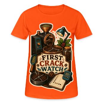 FIRST CRACK WATCH - Women's Breathable T-Shirt - neon orange - Front - AI Model Female 172 dark (172cm)