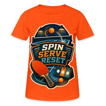 RÉINITIALISATION DU SERVICE DE ROTATION - T-shirt respirant Femme - orange néon - Devant - AI Model Female 172 dark (172cm)