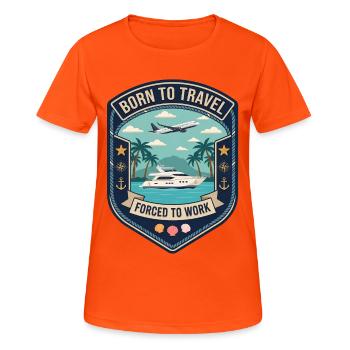 Né pour voyager sur Palm Sea Beach en avion - T-shirt respirant Femme - orange néon - Devant - AI Model Female 172 dark (172cm)