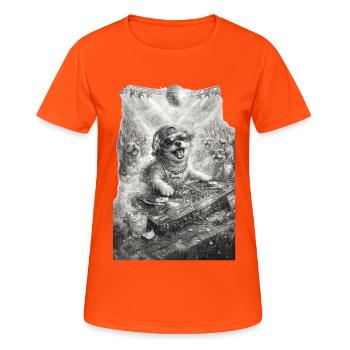 DJ Dog Rocking the Party - Women's Breathable T-Shirt - neon orange - Front - AI Model Female 172 dark (172cm)