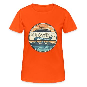 Insigne rétro des Tatras Hauts Slovaquies - T-shirt respirant Femme - orange néon - Devant - AI Model Female 172 dark (172cm)