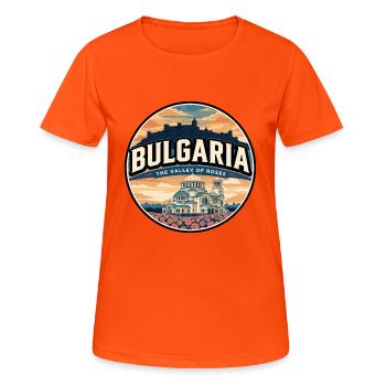 Retro Bulgaria Rosental-Abzeichen - Frauen T-Shirt atmungsaktiv - Neonorange - Vorne - AI Model Female 172 dark (172cm)