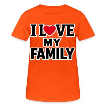 J’aime ma famille - T-shirt respirant Femme - orange néon - Devant - AI Model Female 172 dark (172cm)