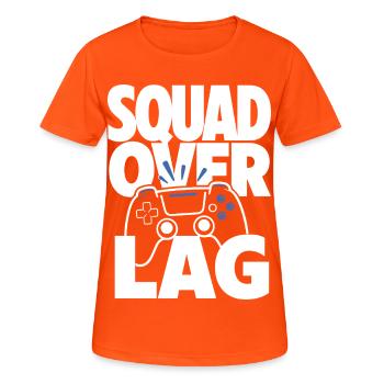 Squad Over Lag Gaming Controller - Frauen T-Shirt atmungsaktiv - Neonorange - Vorne - AI Model Female 172 dark (172cm)
