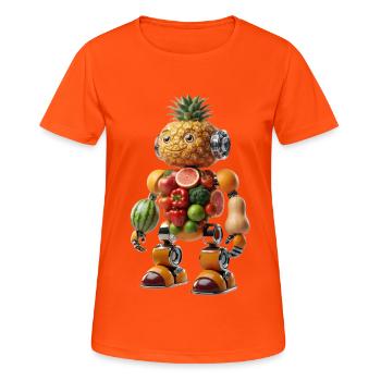 Ananas RoboFruit - T-shirt respirant Femme - orange néon - Devant - AI Model Female 172 dark (172cm)