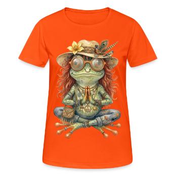 Watercolor Design: Meditating Boho Frog - Women's Breathable T-Shirt - neon orange - Front - AI Model Female 172 dark (172cm)
