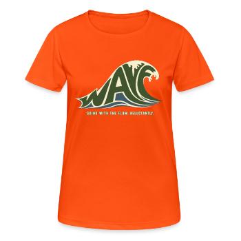 WAVE – Je nage avec le courant, mais à contrecœur - T-shirt respirant Femme - orange néon - Devant - AI Model Female 172 dark (172cm)