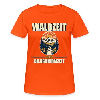 Waldzeit Naturpause - Frauen T-Shirt atmungsaktiv - Neonorange - Vorne - AI Model Female 172 dark (172cm)