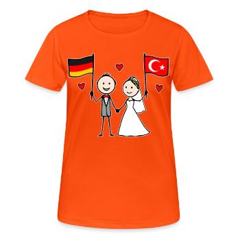Marié Allemagne Drapeau de la Turquie - T-shirt respirant Femme - orange néon - Devant - AI Model Female 172 dark (172cm)