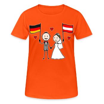 Marié Allemagne Drapeau de l’Autriche - T-shirt respirant Femme - orange néon - Devant - AI Model Female 172 dark (172cm)