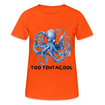 Poulpe aquarelle en bleu – Motif marin - T-shirt respirant Femme - orange néon - Devant - AI Model Female 172 dark (172cm)