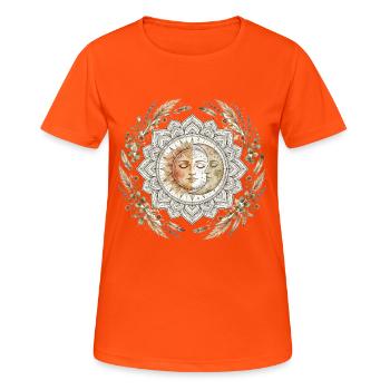 Sun Moon Mandala Boh Yoga Spiritual - T-shirt respirant Femme - orange néon - Devant - AI Model Female 172 dark (172cm)