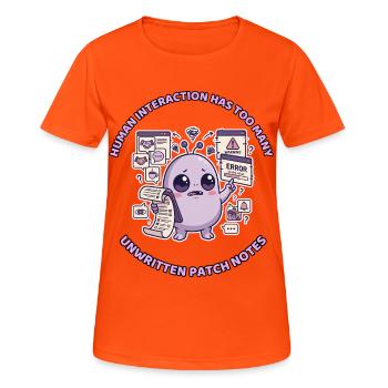 L’interaction humaine a trop de notes de patch - T-shirt respirant Femme - orange néon - Devant - AI Model Female 172 dark (172cm)