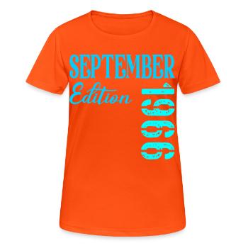 Septembre 1966 - 60e anniversaire - T-shirt respirant Femme - orange néon - Devant - AI Model Female 172 dark (172cm)