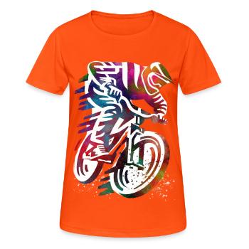 Balade à moto colorée - T-shirt respirant Femme - orange néon - Devant - AI Model Female 172 dark (172cm)