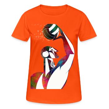 Profil d’un joueur de football nautique - T-shirt respirant Femme - orange néon - Devant - AI Model Female 172 dark (172cm)