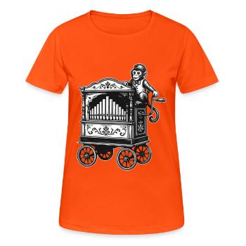 Orgue à baril vintage avec singe | Motif musical nostalgique - T-shirt respirant Femme - orange néon - Devant - AI Model Female 172 dark (172cm)