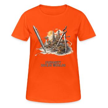 Architecture d’un monde imaginaire - T-shirt respirant Femme - orange néon - Devant - AI Model Female 172 dark (172cm)