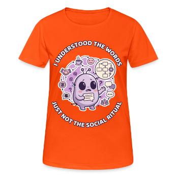 J’ai compris les mots - T-shirt respirant Femme - orange néon - Devant - AI Model Female 172 dark (172cm)