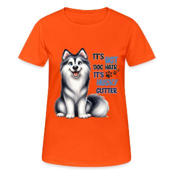 Husky Paillettes Husky Drôle Husky Dog Lover Design Merch - T-shirt respirant Femme - orange néon - Devant - AI Model Female 172 dark (172cm)