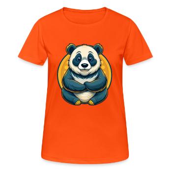 Panda Kawaii Maskottchen-Cartoon-Charakter-Clipart-Logo - Frauen T-Shirt atmungsaktiv - Neonorange - Vorne - AI Model Female 172 dark (172cm)