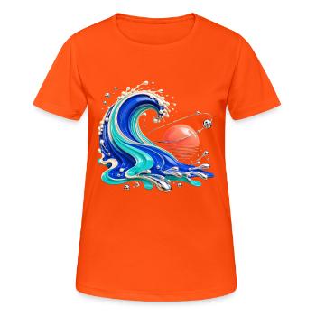 Vague orbitale rétro-futuriste - T-shirt respirant Femme - orange néon - Devant - AI Model Female 172 dark (172cm)