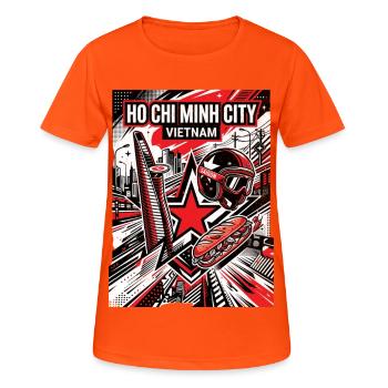 Ho Chi Minh City, Vietnam - Women's Breathable T-Shirt - neon orange - Front - AI Model Female 172 dark (172cm)