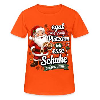 Egal wie viele Plätzchen Schuhe passen immer - Frauen T-Shirt atmungsaktiv - Neonorange - Vorne - AI Model Female 172 dark (172cm)