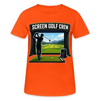 SCREEN GOLF CREW - Women's Breathable T-Shirt - neon orange - Front - AI Model Female 172 dark (172cm)