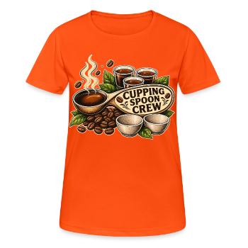 ÉQUIPE DE LA CUILLÈRE À VENTOUSE - T-shirt respirant Femme - orange néon - Devant - AI Model Female 172 dark (172cm)