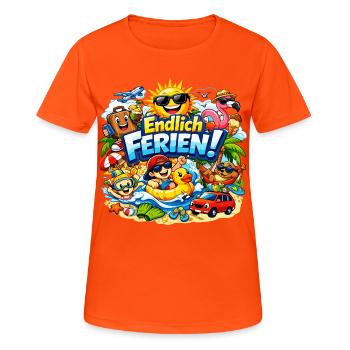 Endlich Ferien! - Frauen T-Shirt atmungsaktiv - Neonorange - Vorne - AI Model Female 172 dark (172cm)