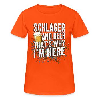 Schlager Und Bier - Frauen T-Shirt atmungsaktiv - Neonorange - Vorne - AI Model Female 172 dark (172cm)