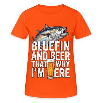 Bluefin Beer Fishing - Frauen T-Shirt atmungsaktiv - Neonorange - Vorne - AI Model Female 172 dark (172cm)