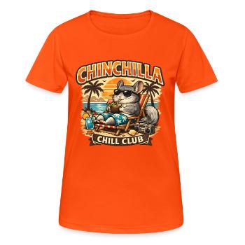 Chinchilla Chill Club | Funny Retro Shirt - Women's Breathable T-Shirt - neon orange - Front - AI Model Female 172 dark (172cm)